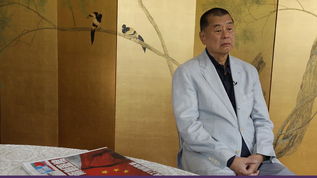 Jimmy Lai sits during Hong Kong national security trial